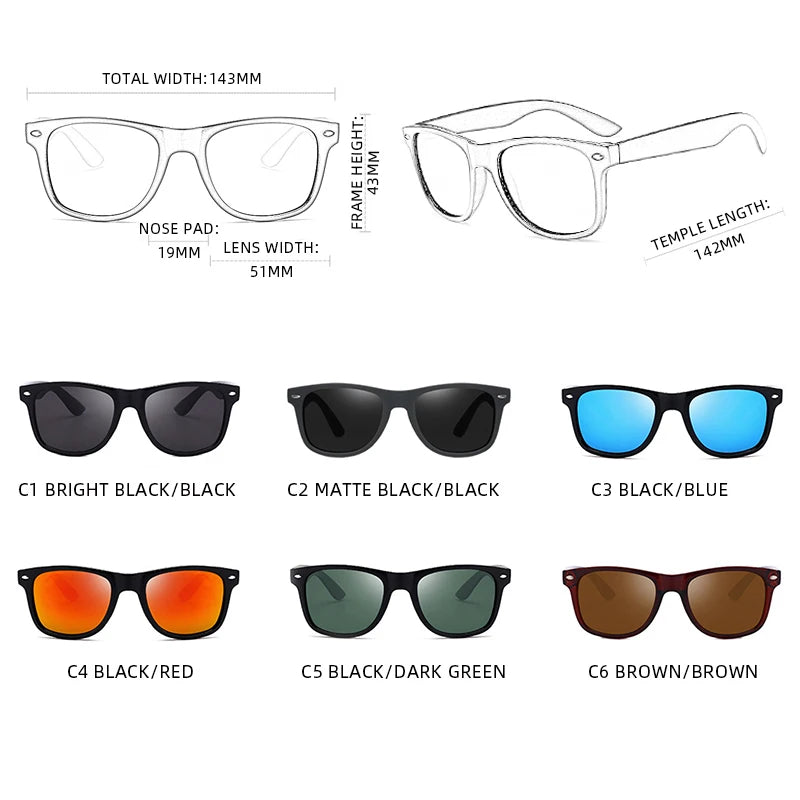 Classic Polarized Square Sunglasses